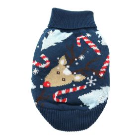 Dog Cable Knit 100% Cotton Sweater (Color: Ugly Raindeer, Size: XX-Small)