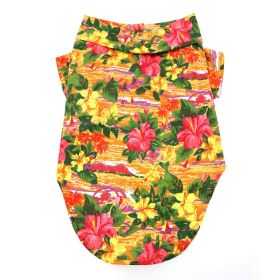 Hawaiian Camp Shirt (Color: Sunset Hibiscus, Size: medium)