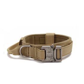 Large Dog Adjustable Camouflage Tactics Hand Holding Rope Nylon Strap (Option: Dog Collar Khaki-XL)