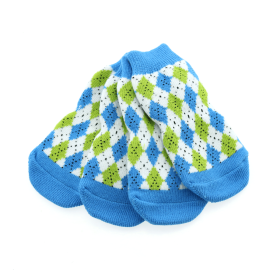 Non-Skid Dog Socks (Color: Blue and Green Argyle, Size: X-Small)