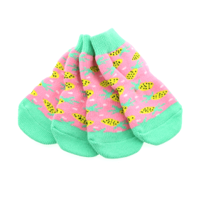 Non-Skid Dog Socks (Color: Pineapple, Size: X-Small)