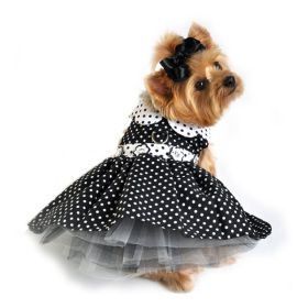 Polka Dot Dog Dress (Color: Black and white, Size: X-Small)