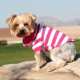 Polos Striped (Color: Pink Yarrow & White, Size: X-Small)